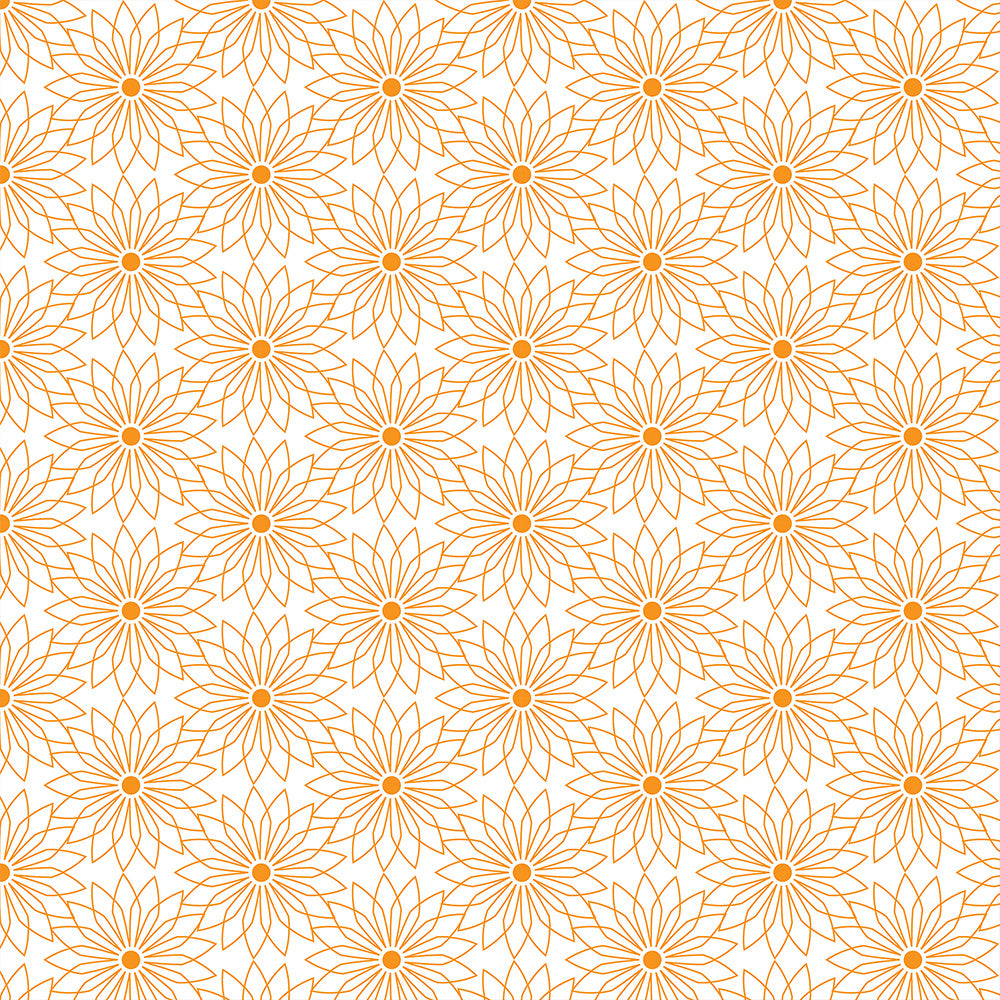 Orange Line Art Floral Wallpaper | Subtle Elegance