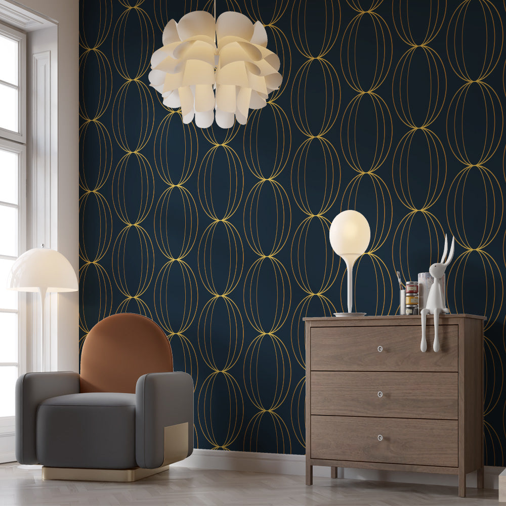 Green and Gold Geometric Wallpaper | Modern Elegance