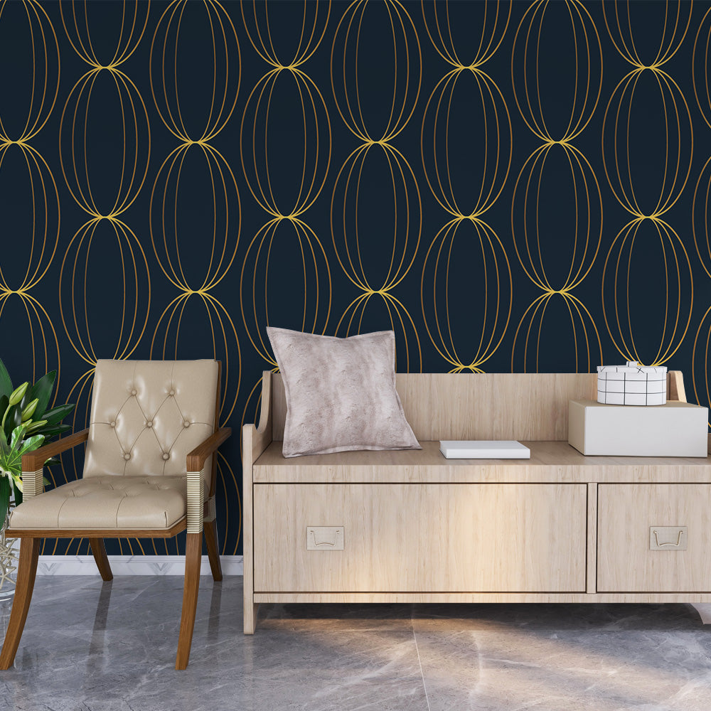 Green and Gold Geometric Wallpaper | Modern Elegance