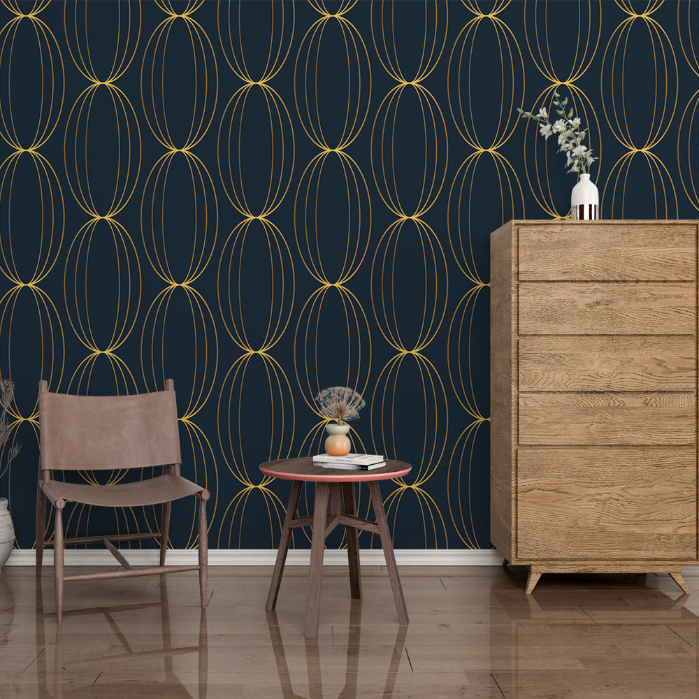 Green and Gold Geometric Wallpaper | Modern Elegance