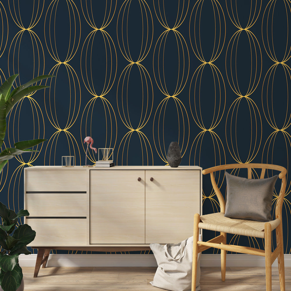 Green and Gold Geometric Wallpaper | Modern Elegance