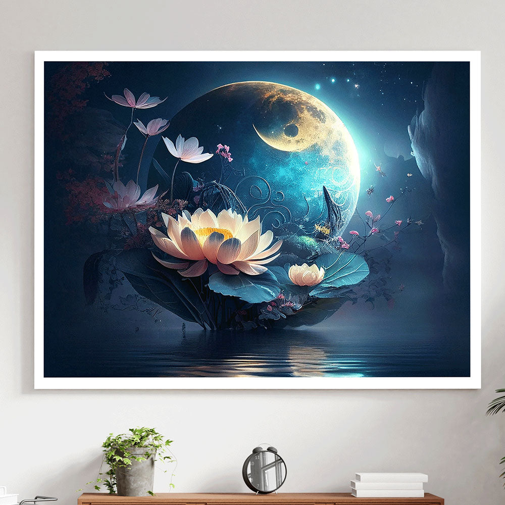 Moonlit Blossom: A Lotus Flower in Full Bloom