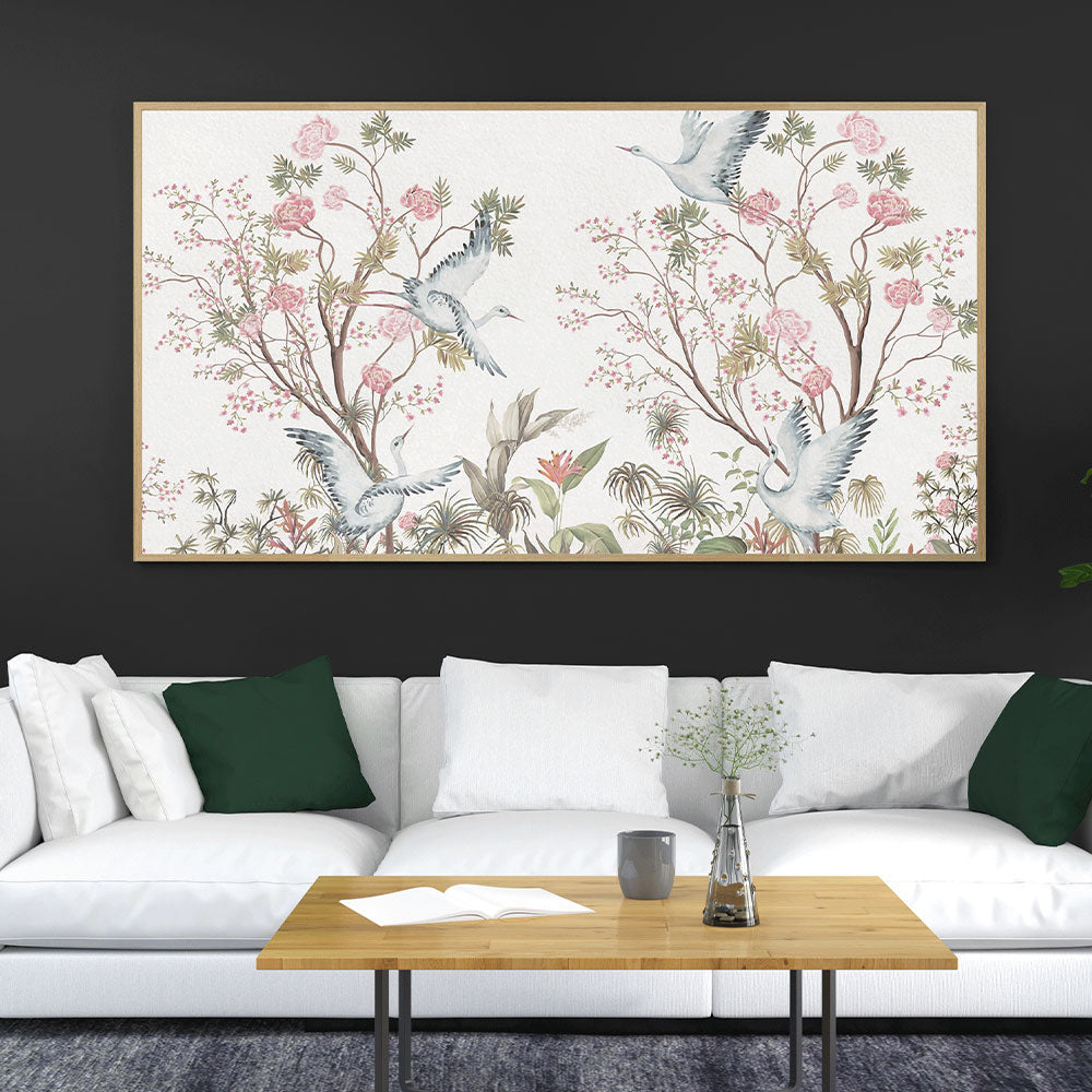 Nature's Chorus: A Harmony of Birds and Blossoms in a Beautiful Painting