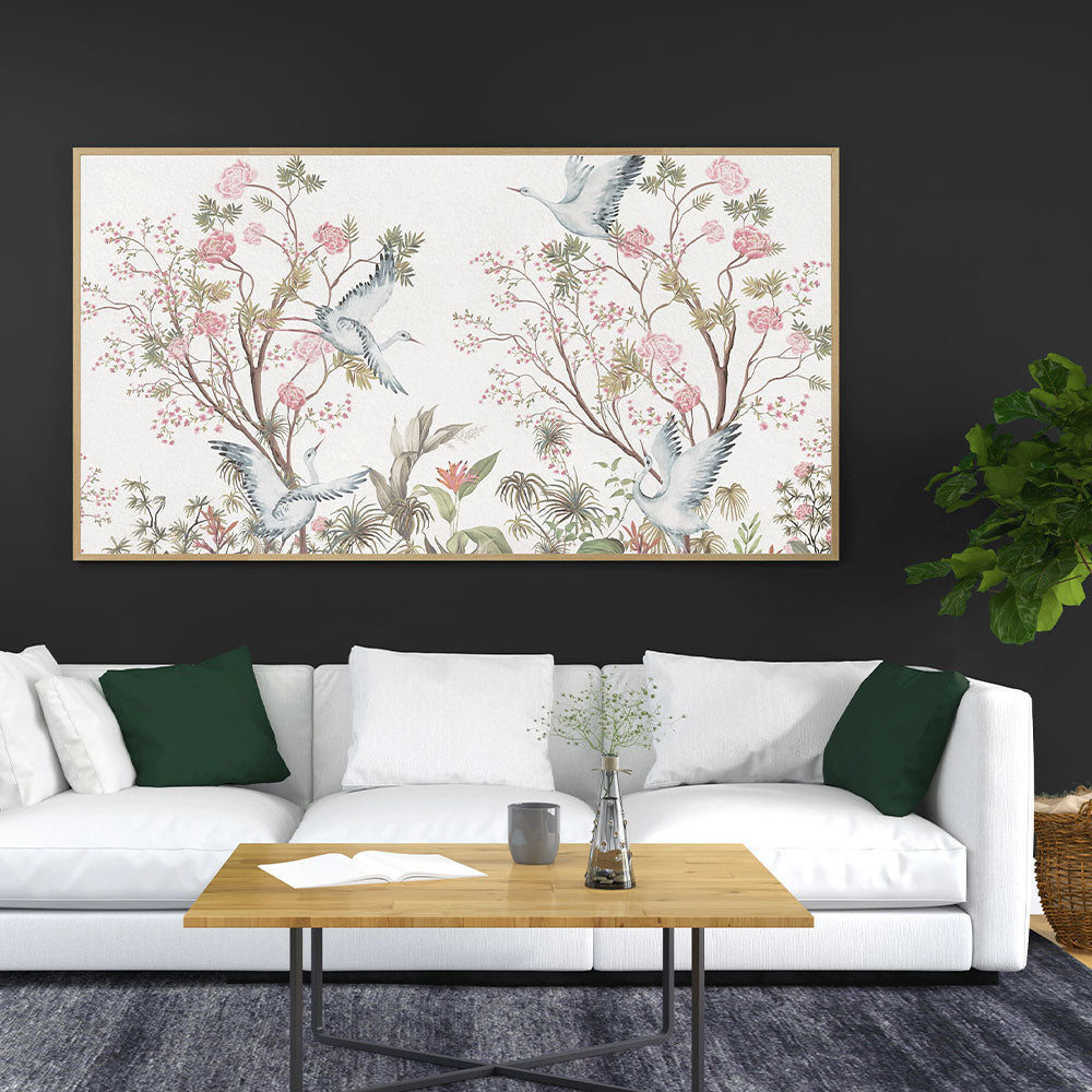 Nature's Chorus: A Harmony of Birds and Blossoms in a Beautiful Painting