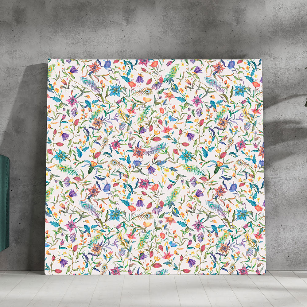 Leafy Oasis: A Refreshing Floral and Leaf Pattern Painting