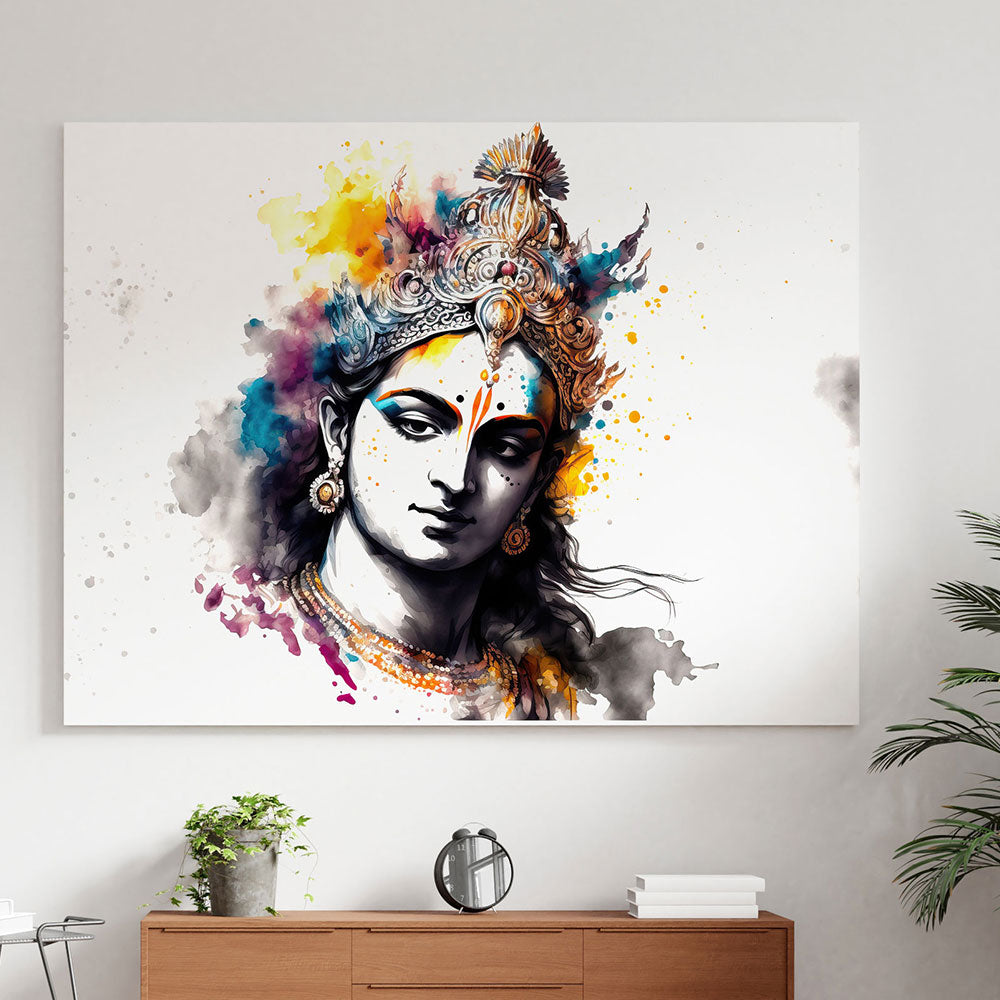 Ethereal Blue: A Heavenly Krishna Portrait