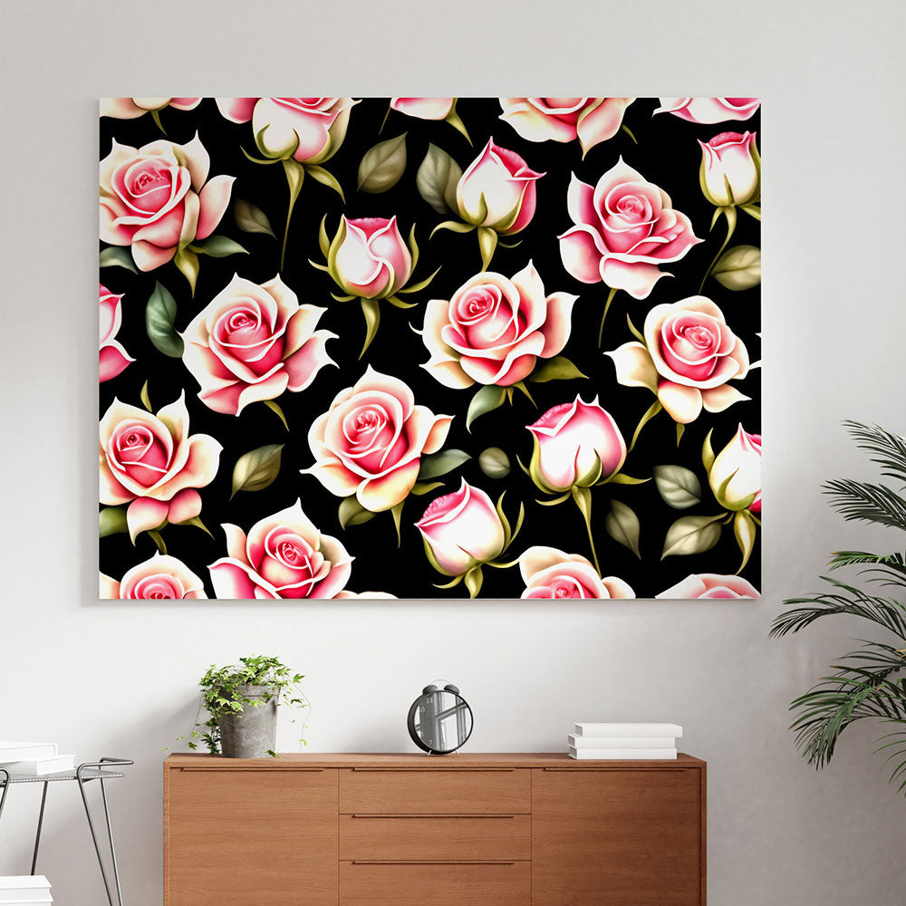 Whispers of Romance: A Painting of Intricate Rose Patterns