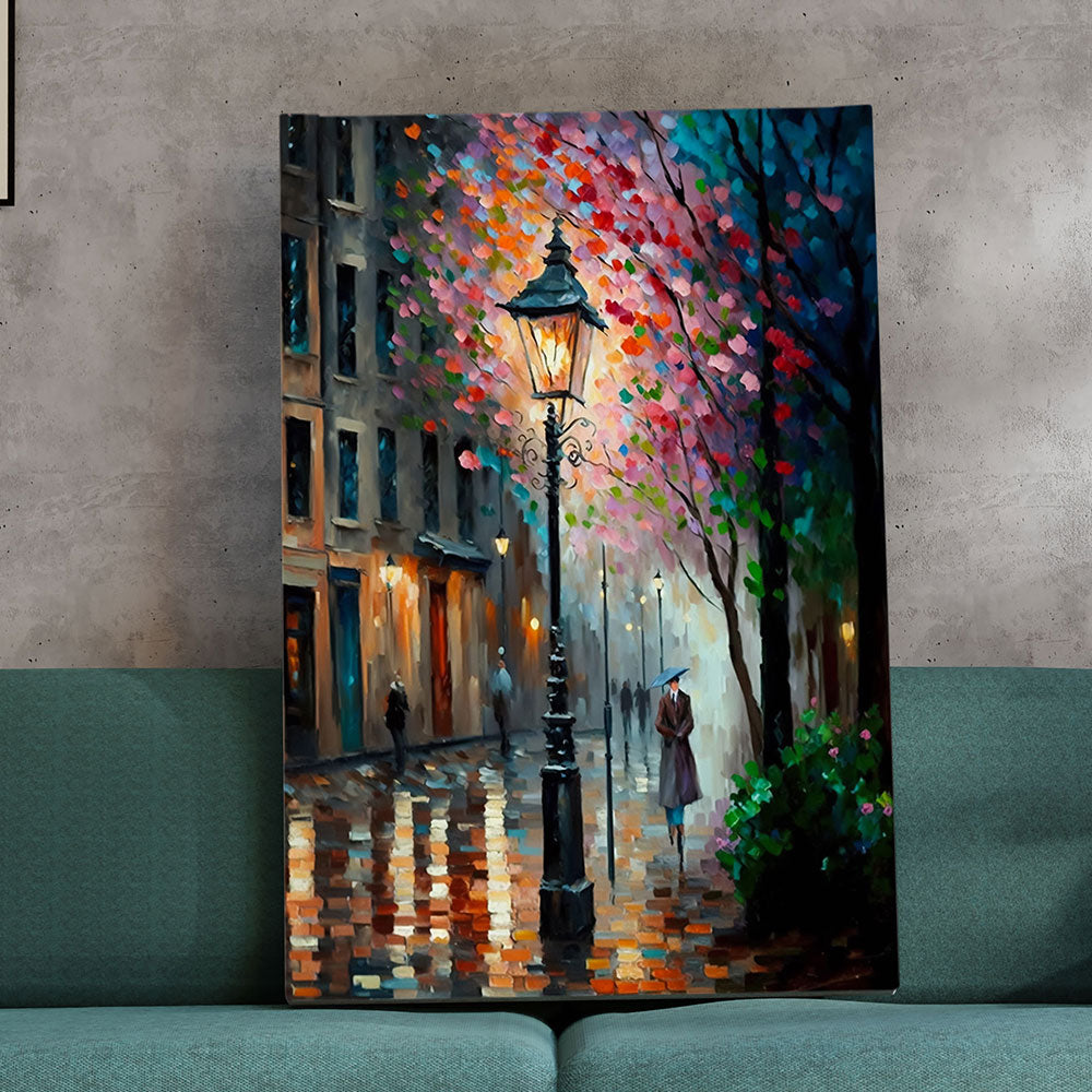 Nightfall in the Rain : A Serene Painting of the Calming Rains