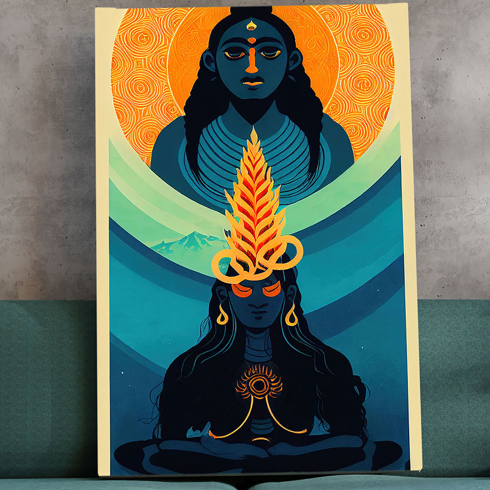 Divine union: shiva and shakti embracing cosmic harmony