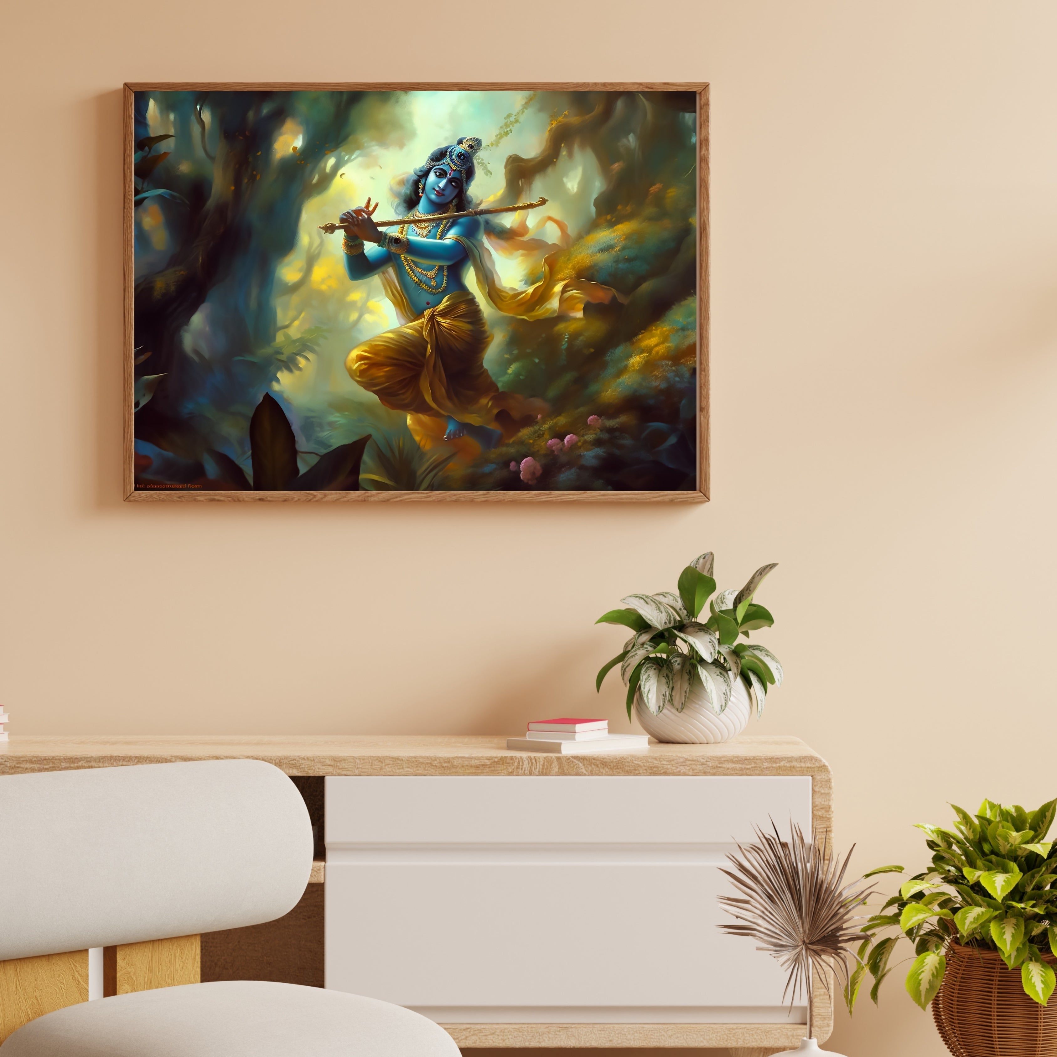 Krishna’s Melodious Embrace Krishna Krutik Canvas Painting