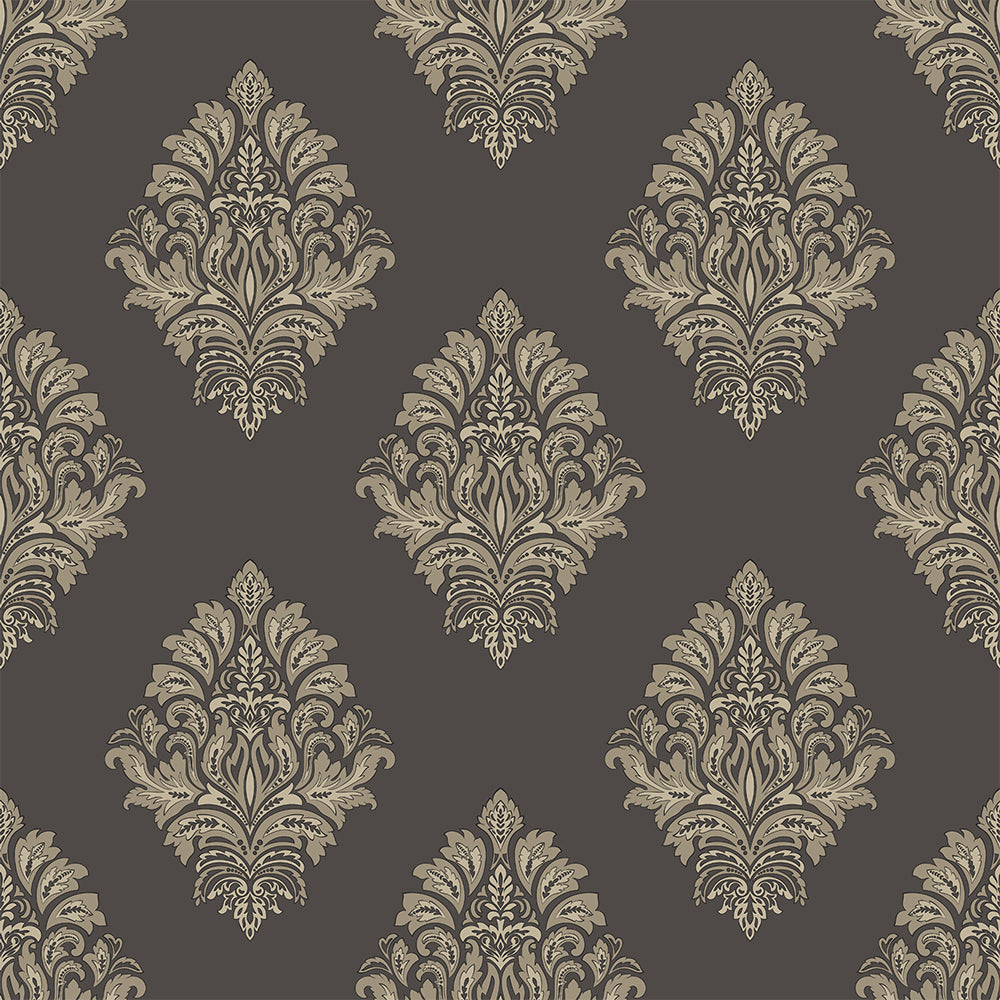 Premium Brown with Golden Emboss Print Wallpaper