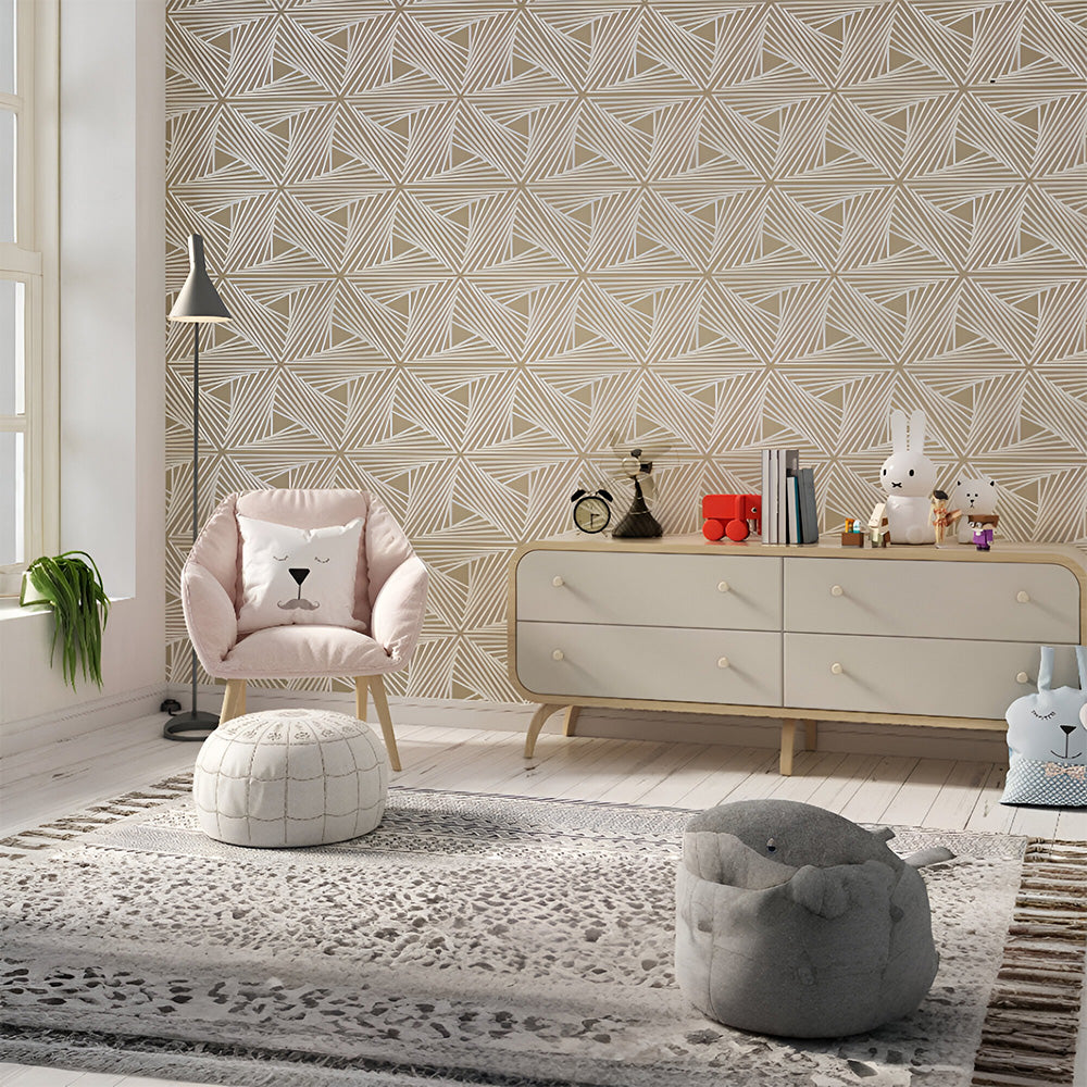 Gold Optical Pattern Wallpaper | Modern Glamour