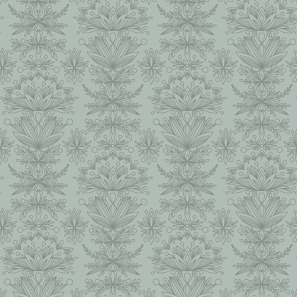 Mint Pastel Green Floral Wallpaper