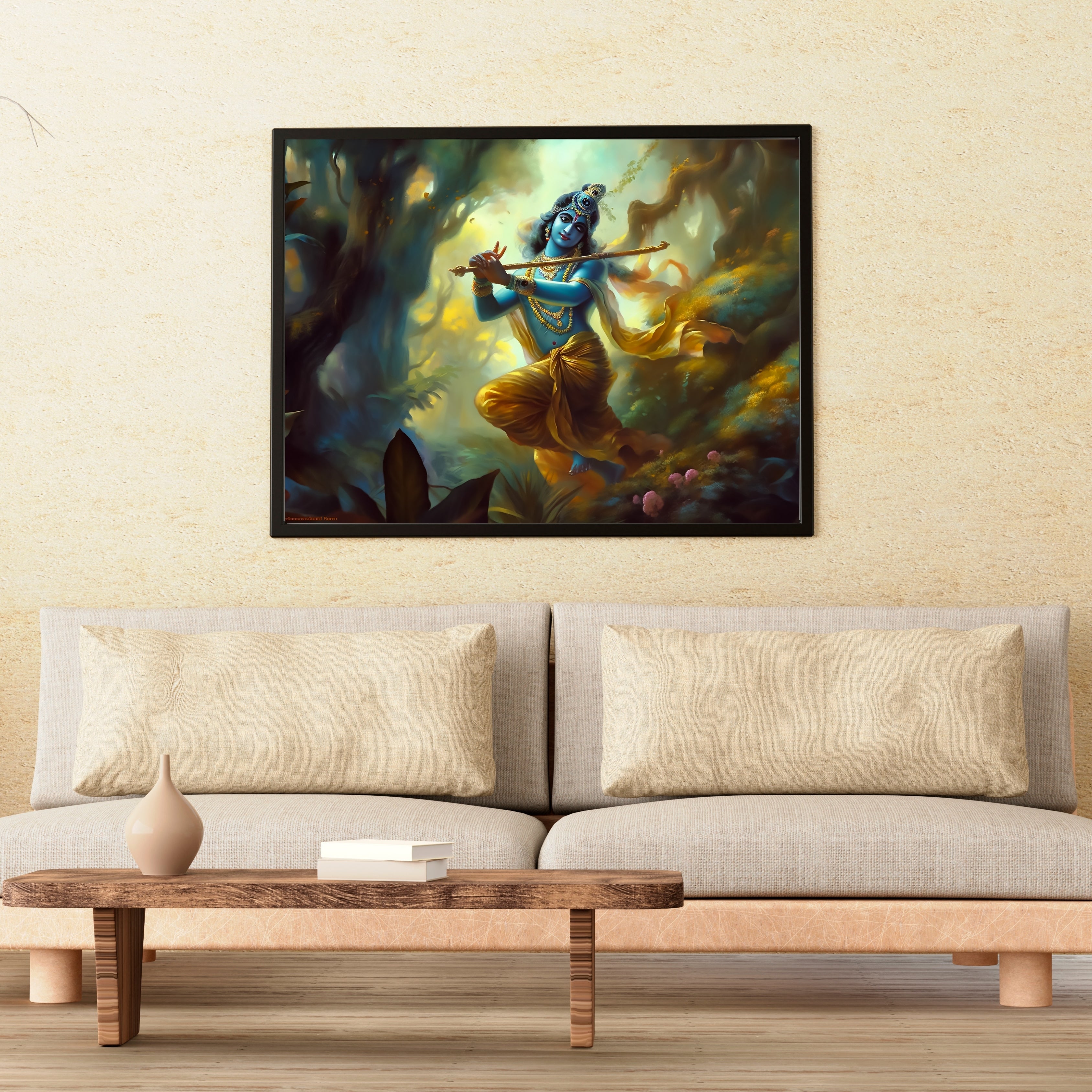 Krishna’s Melodious Embrace Krishna Krutik Canvas Painting