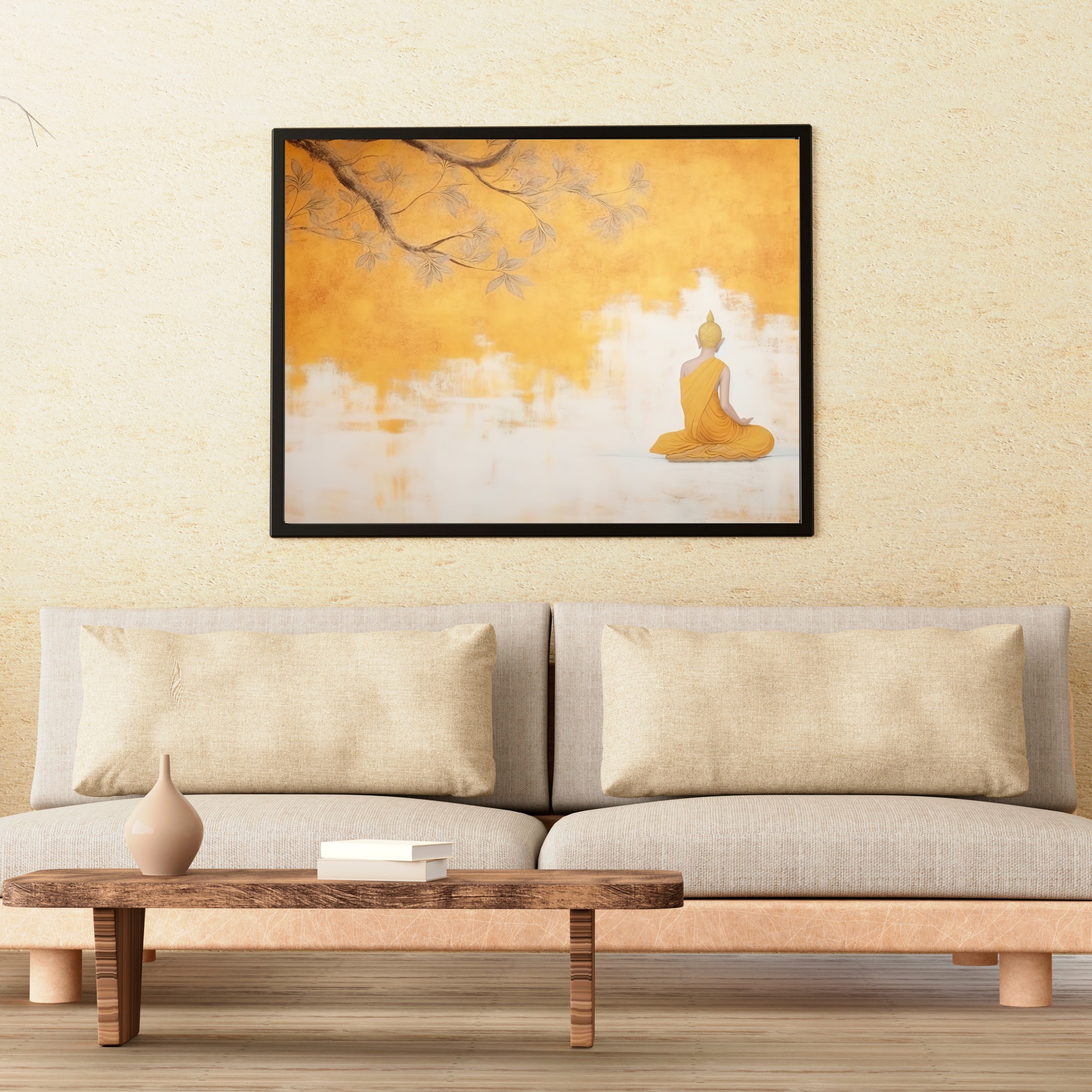 Golden Buddha Serenity Krutik Canvas Painting