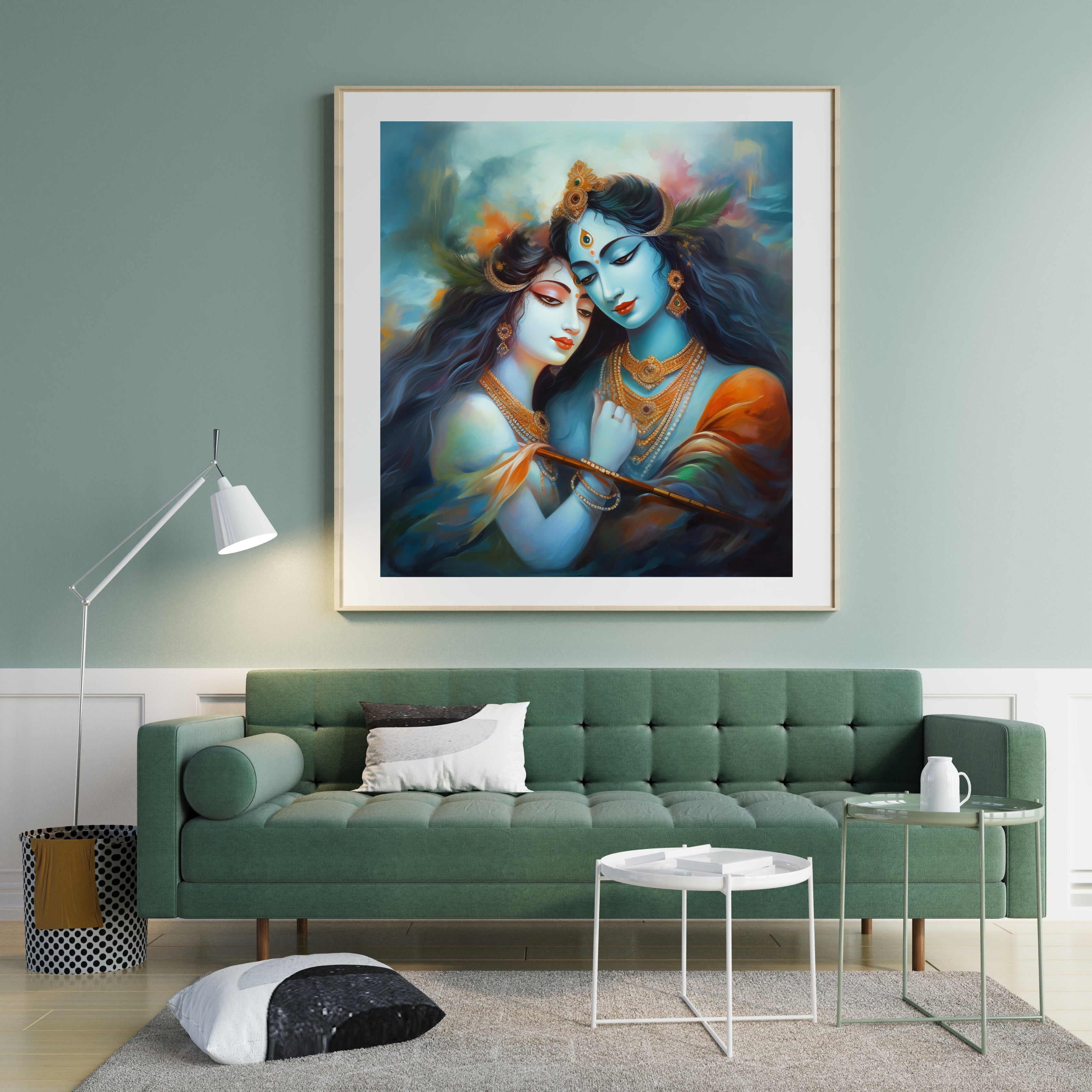 Radha Krishna Embrace  Krutik Canvas Painting