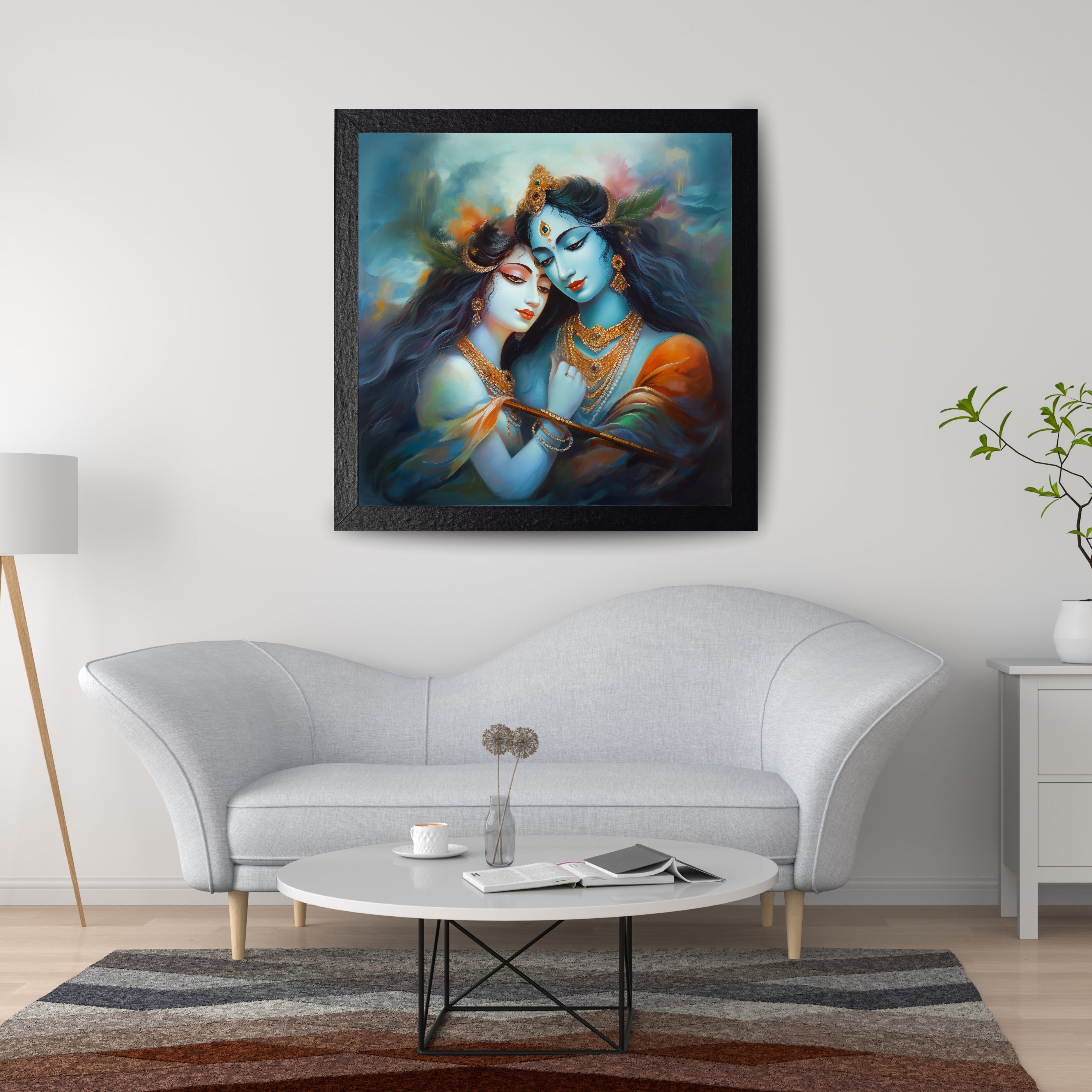 Radha Krishna Embrace  Krutik Canvas Painting