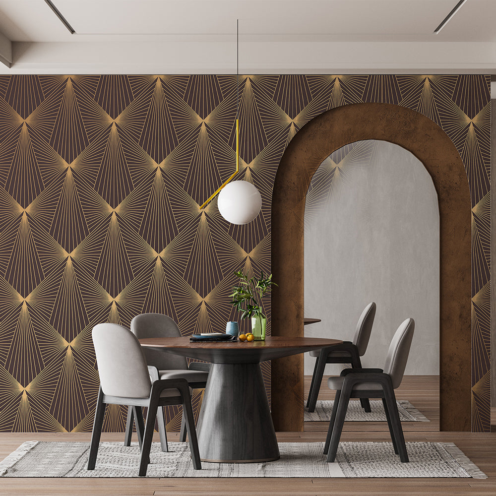 Luxurious Brown with Gold Pattern Wallpaper | Premium Design