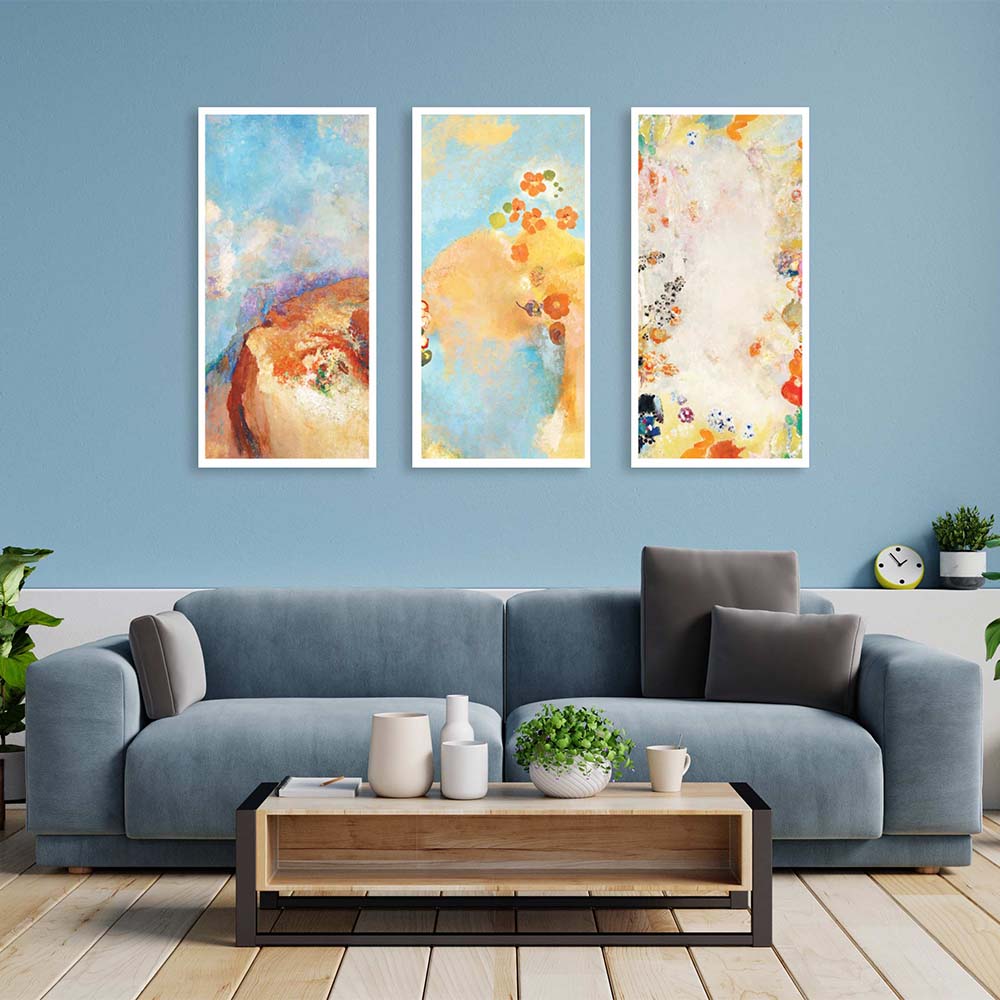 Set of 3 Floral Abstract Canvas Painting