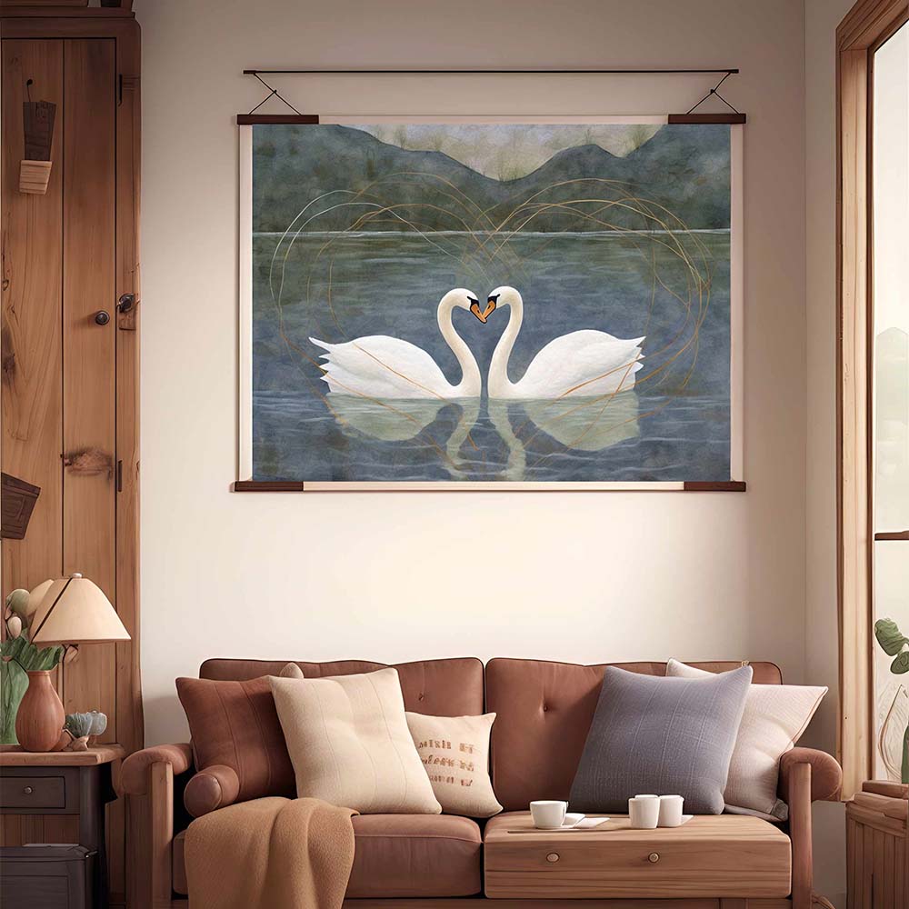 Premium Vintage Swan Pair Painting