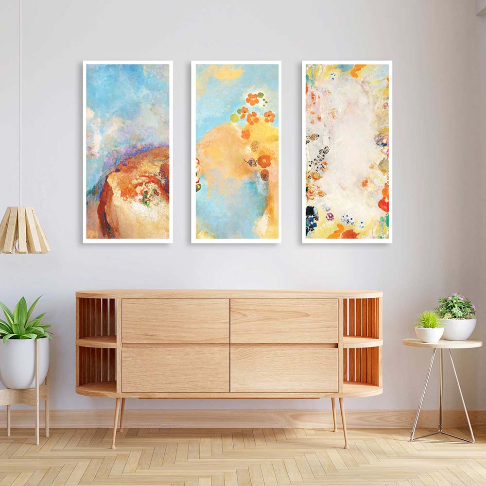 Set of 3 Floral Abstract Canvas Painting