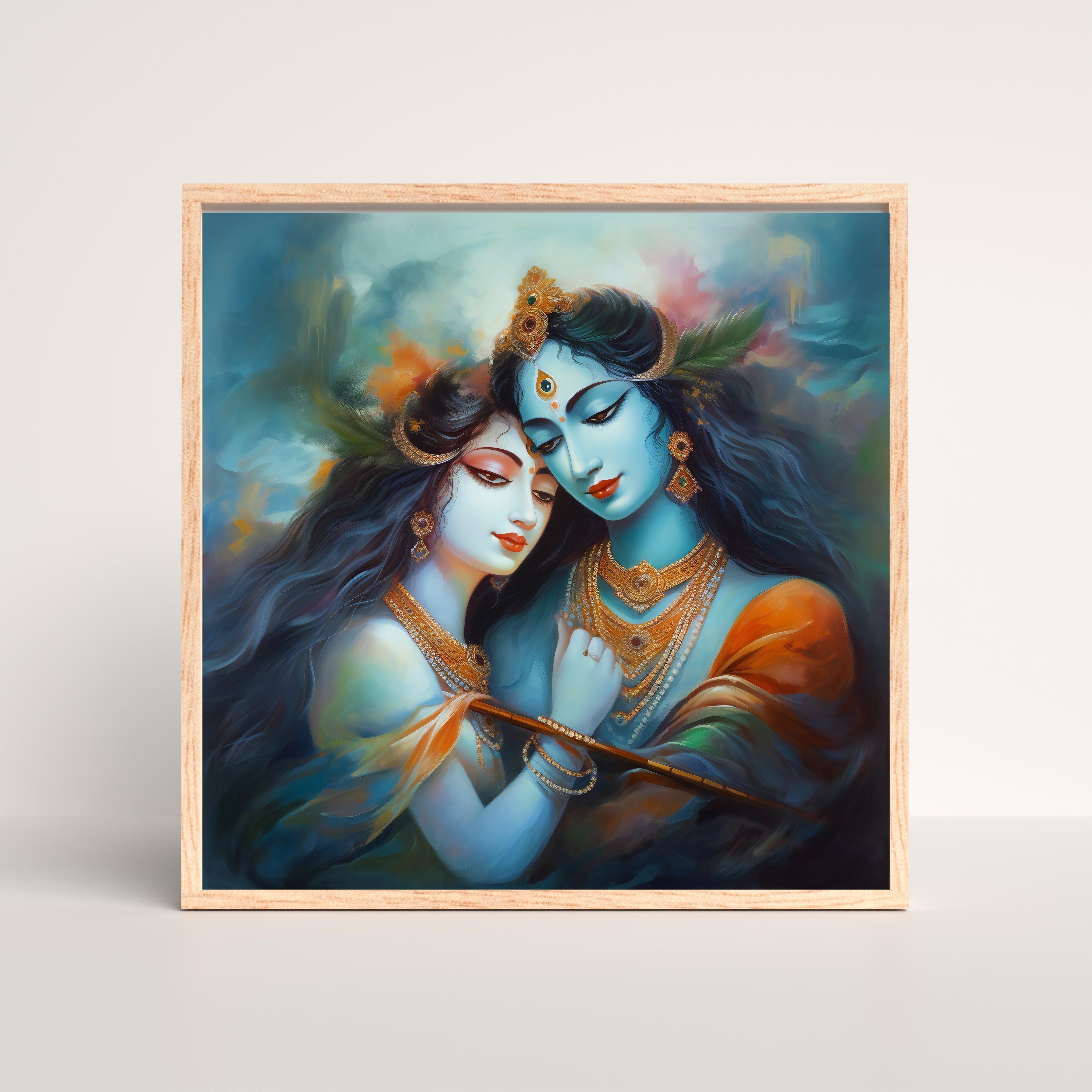 Radha Krishna Embrace  Krutik Canvas Painting