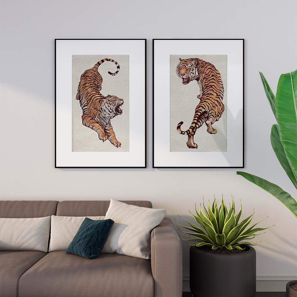 Set of 2 Tigers Canvas Painting