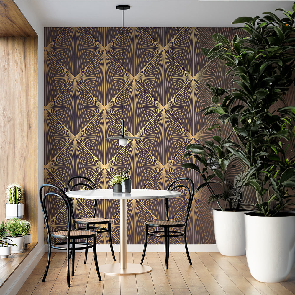 Luxurious Brown with Gold Pattern Wallpaper | Premium Design