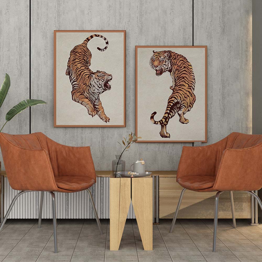 Set of 2 Tigers Canvas Painting