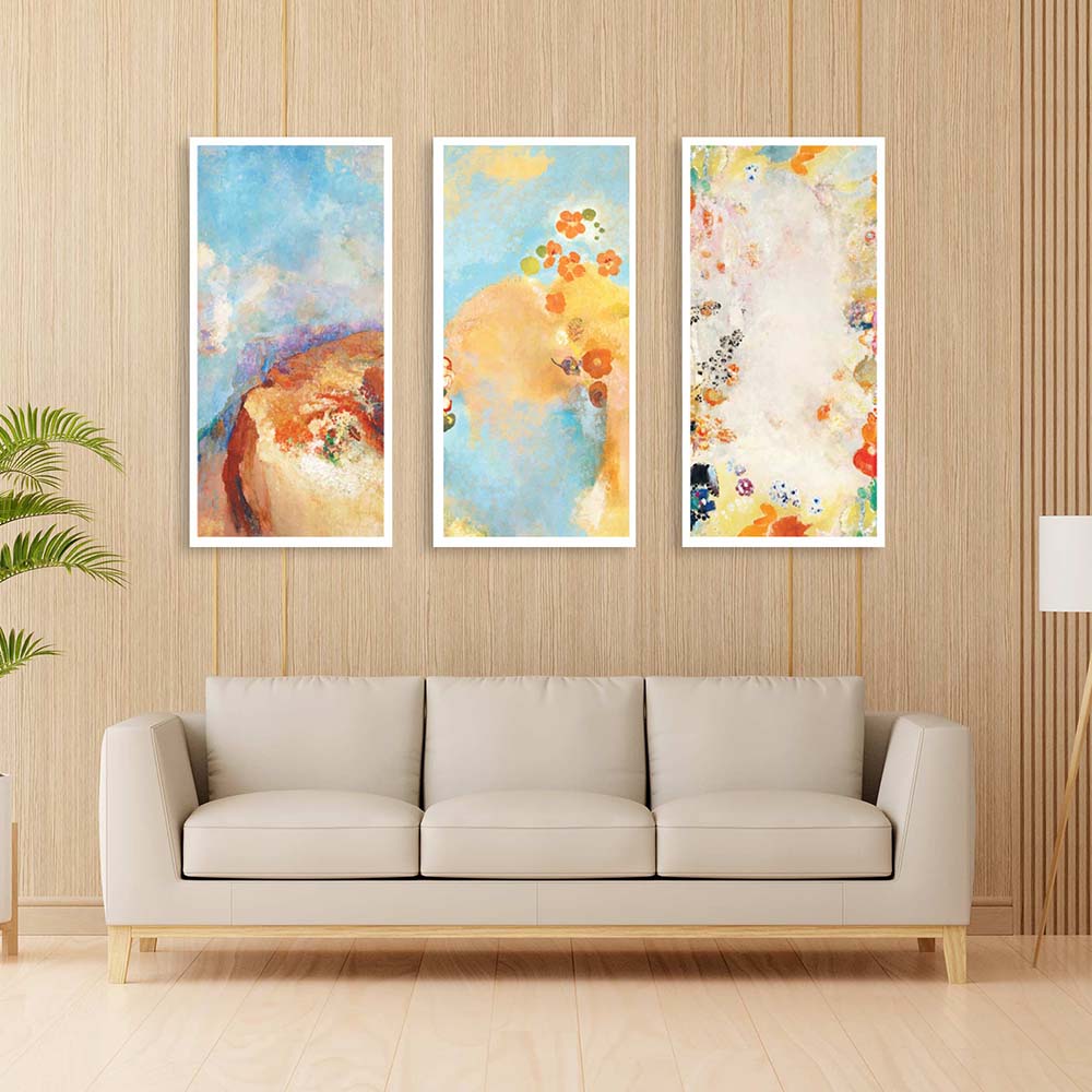 Set of 3 Floral Abstract Canvas Painting