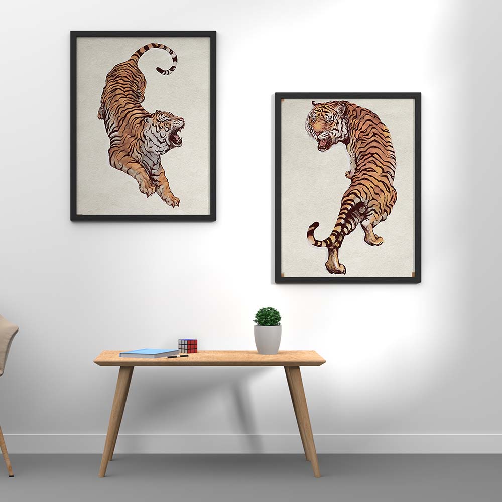 Set of 2 Tigers Canvas Painting