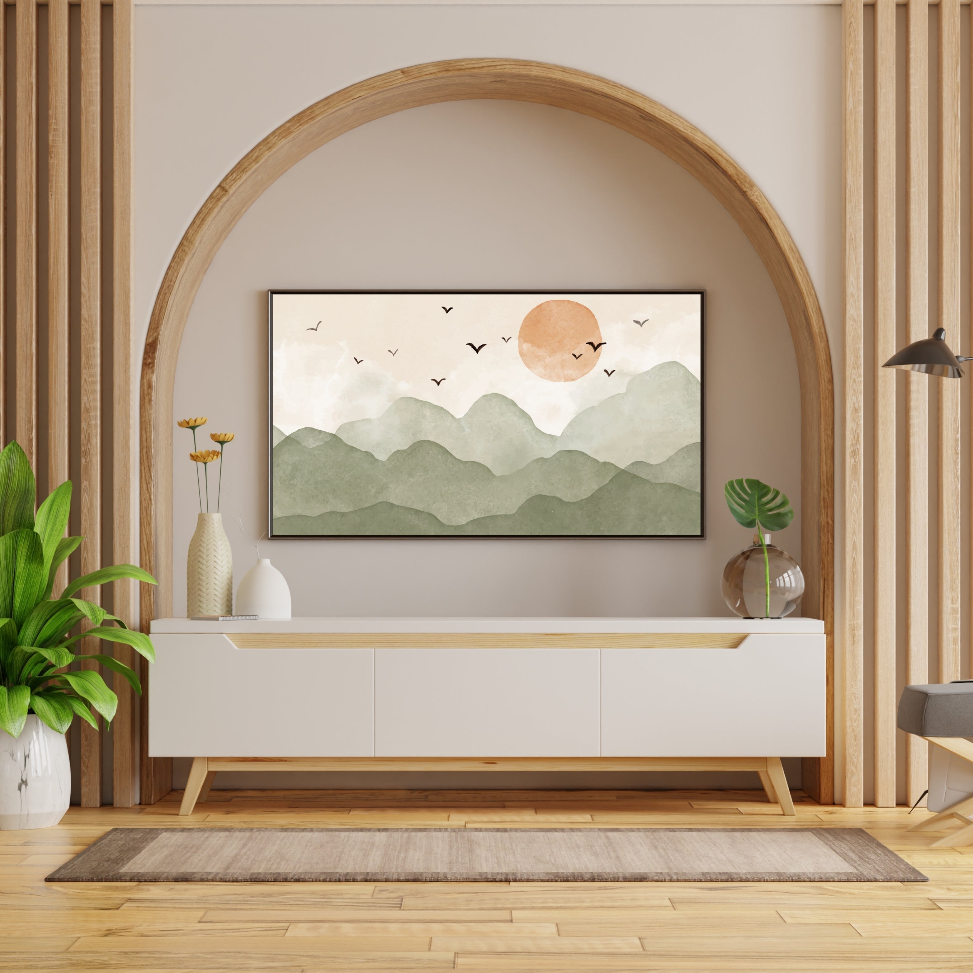 Sunlit Mountains Krutik Canvas Painting