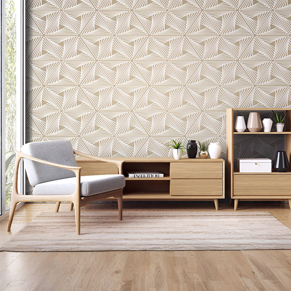 Gold Optical Pattern Wallpaper | Modern Glamour