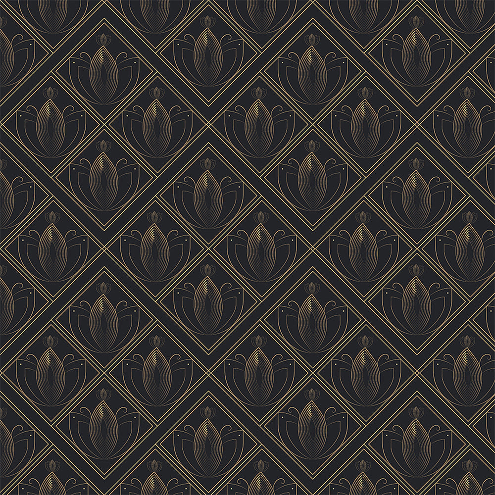 Black and Gold Leaf Wallpaper | Luxurious Elegance