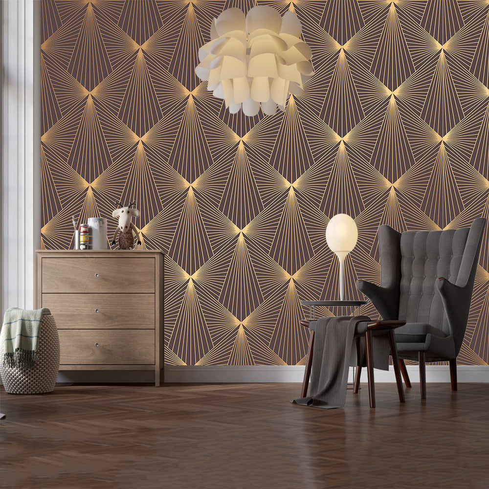 Luxurious Brown with Gold Pattern Wallpaper | Premium Design