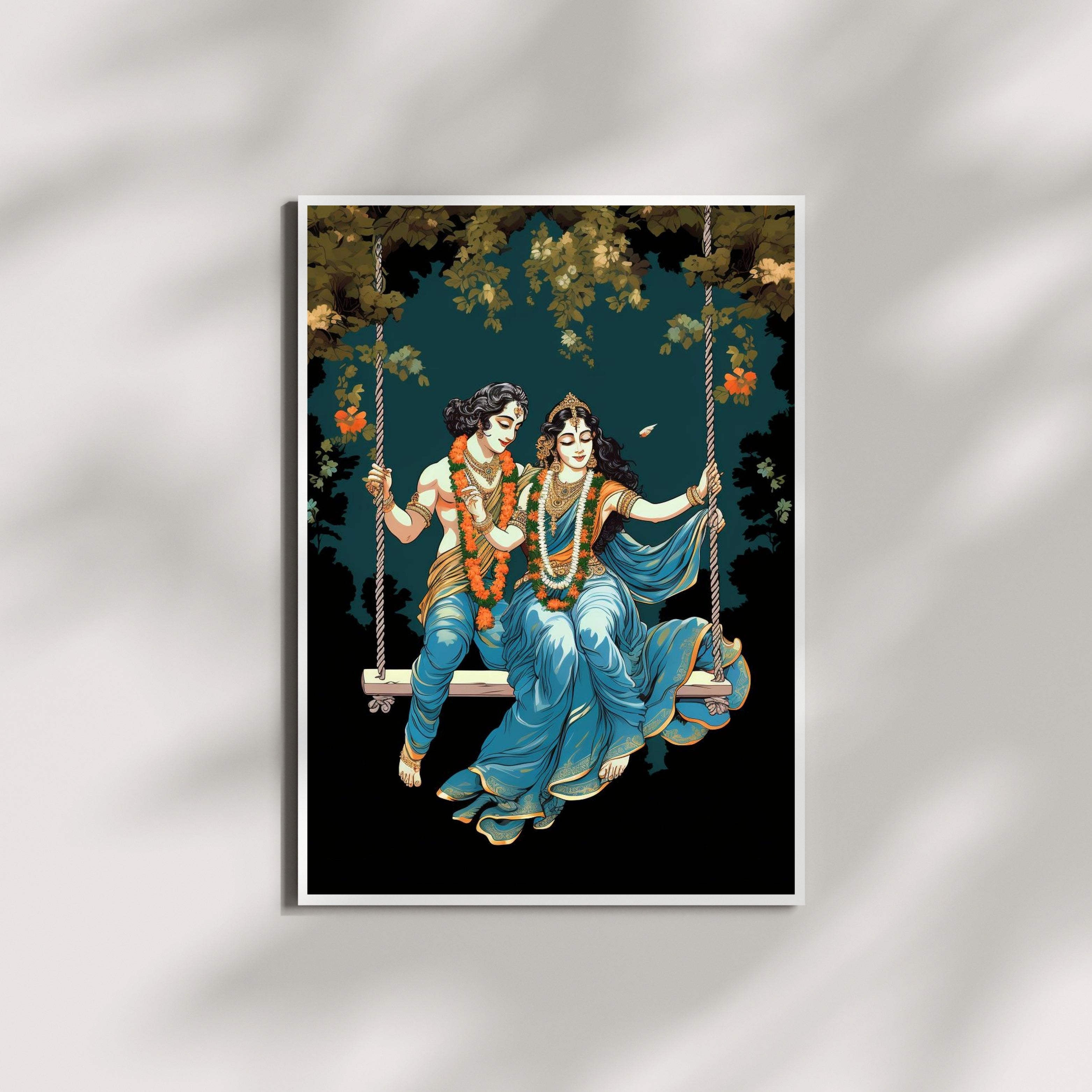 Radha Krishna on a Swing Krutik Canvas Painting