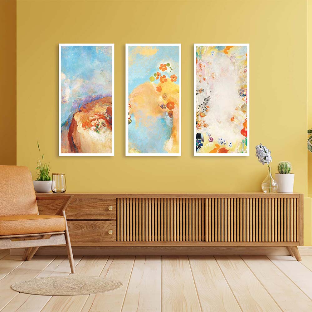 Set of 3 Floral Abstract Canvas Painting