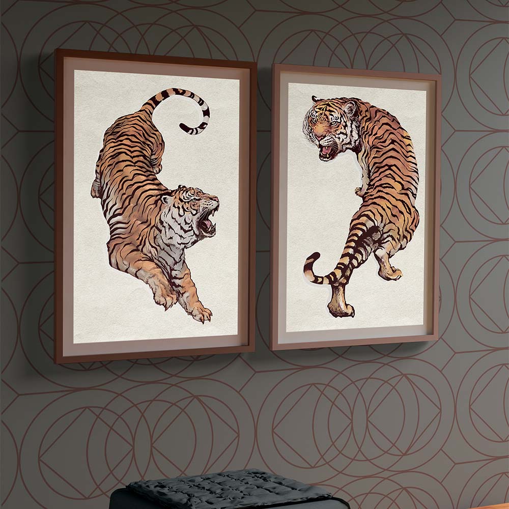 Set of 2 Tigers Canvas Painting