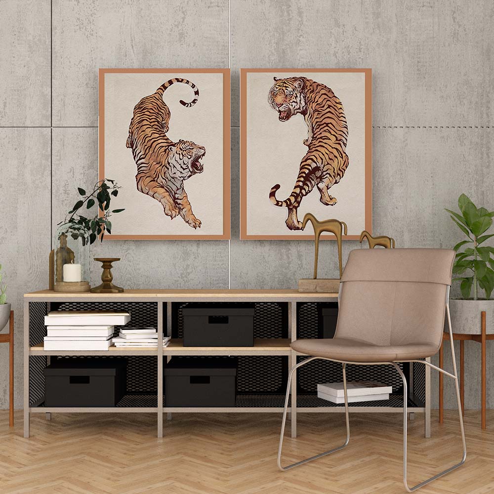 Set of 2 Tigers Canvas Painting