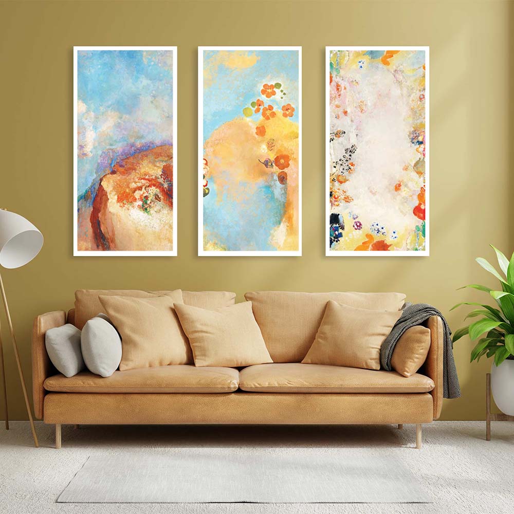 Set of 3 Floral Abstract Canvas Painting