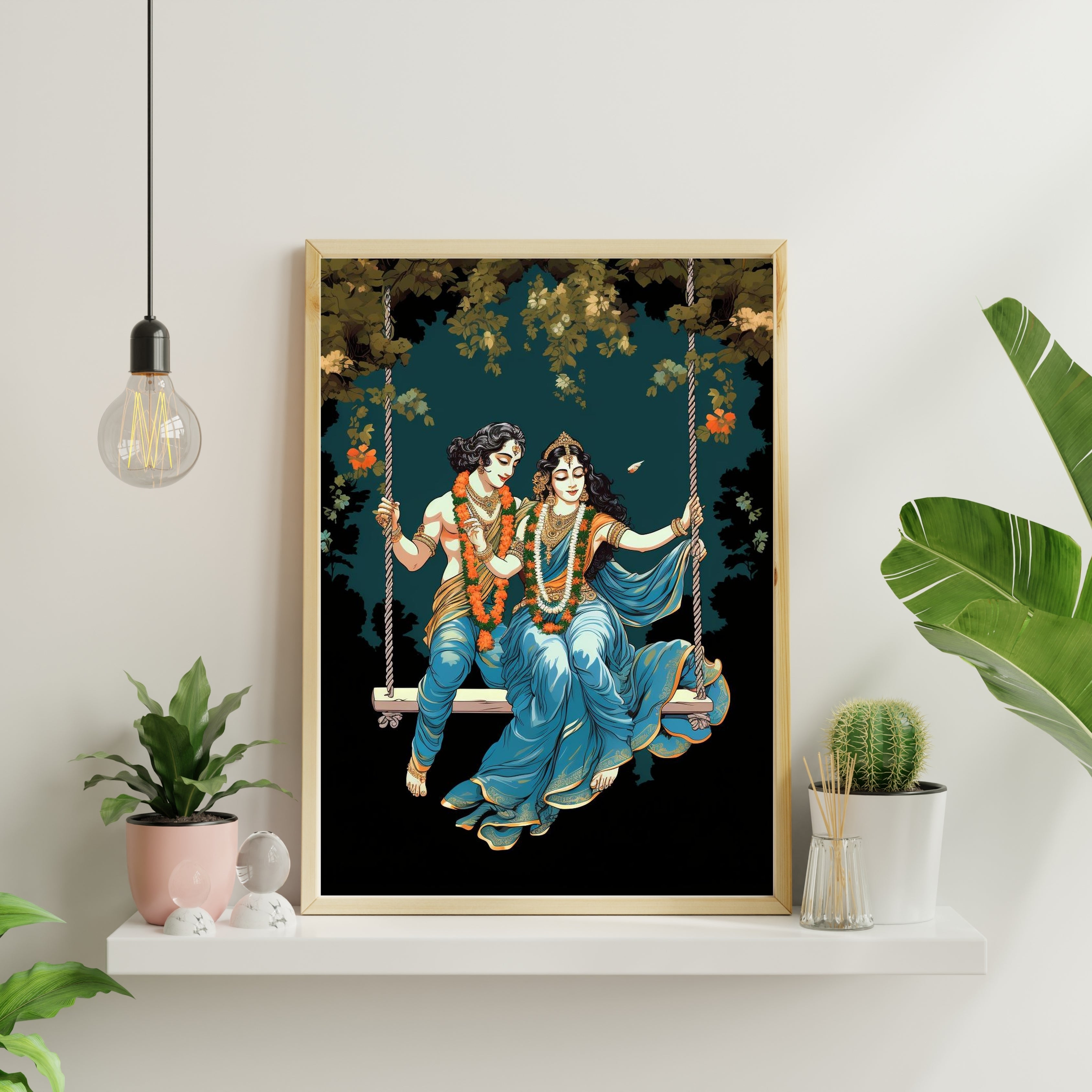 Radha Krishna on a Swing Krutik Canvas Painting