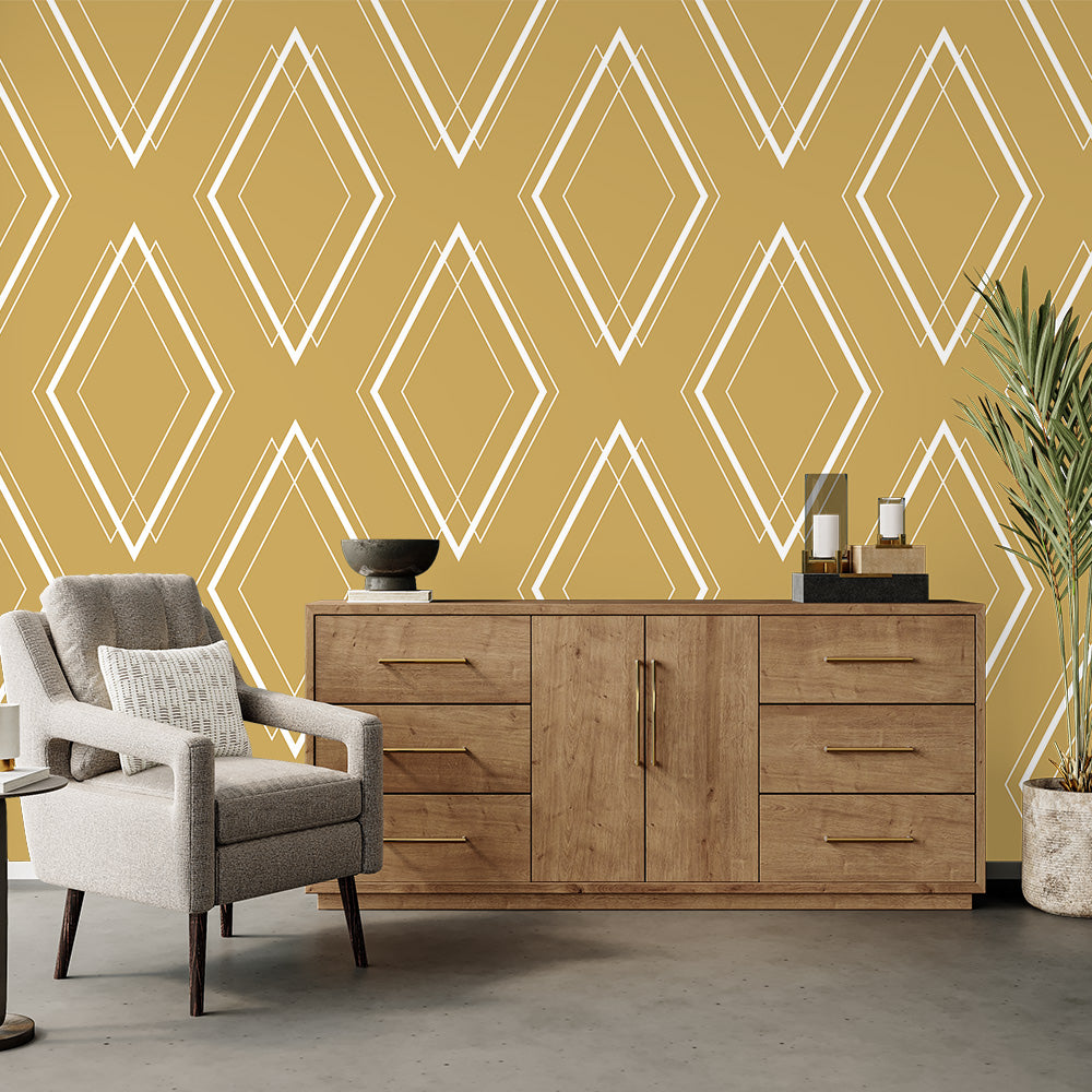 Modern Yellow Geometric Shape Wallpaper | Bold & Stylish