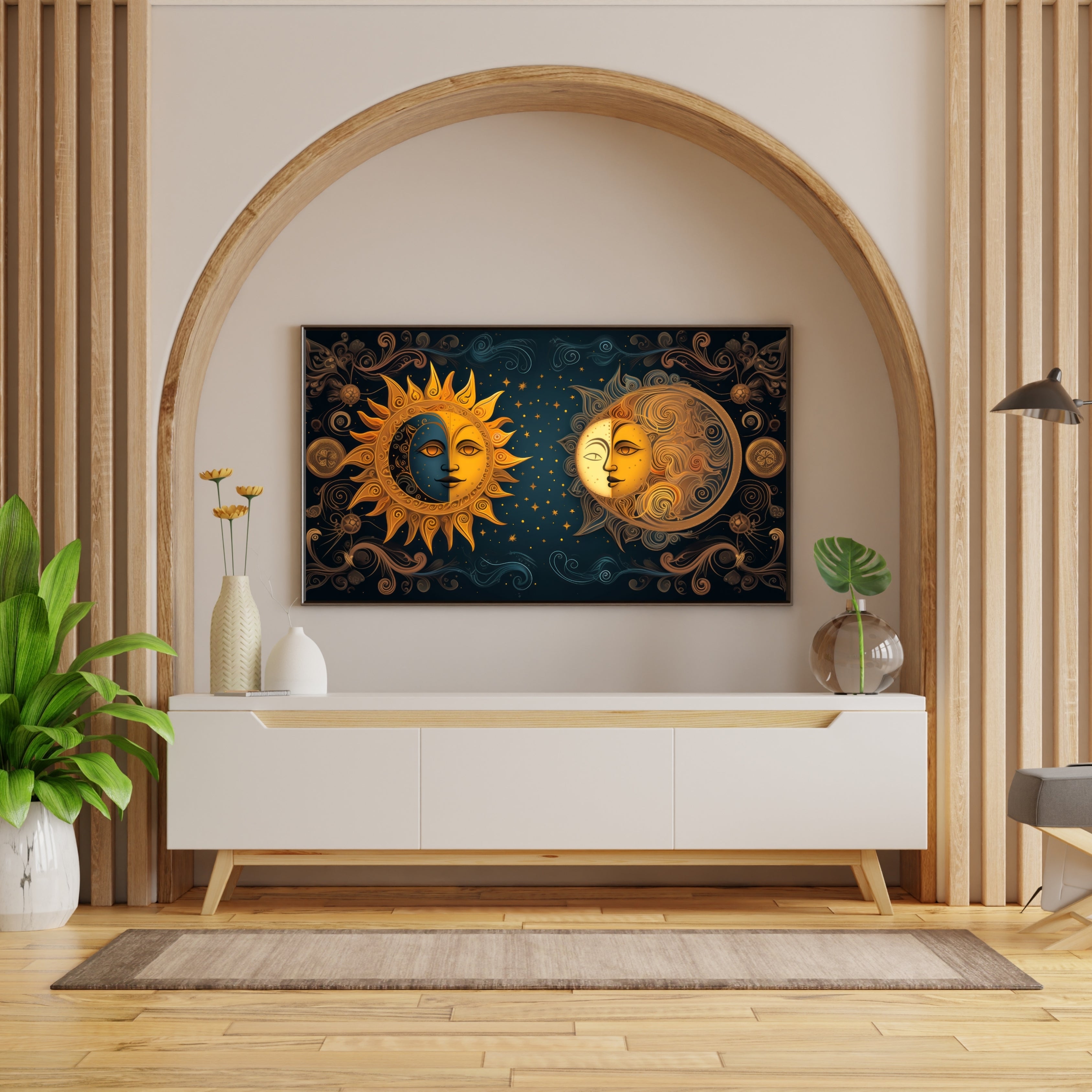 sun and moon  Harmony Krutik Canvas Painting