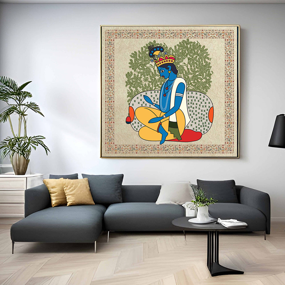 Lord Krishna Kalighat Painting