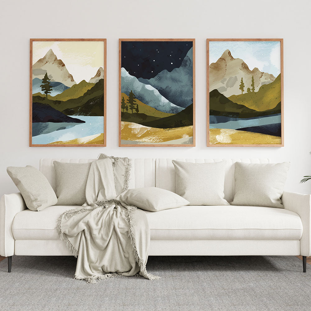 Set of 3 Nature Inspired Abstract Mountain Artwork | Krutik