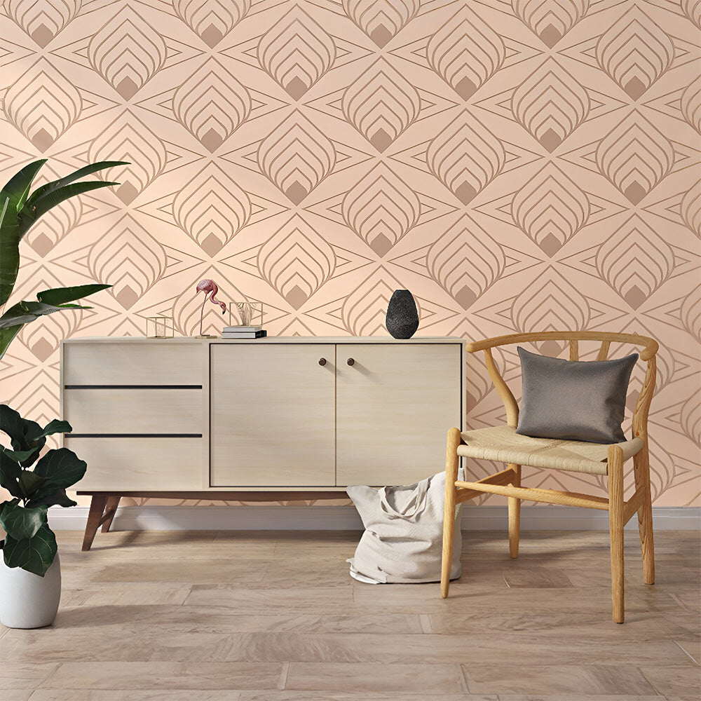 Beige Leaf Pattern Wallpaper | Subtle Nature-Inspired Elegance