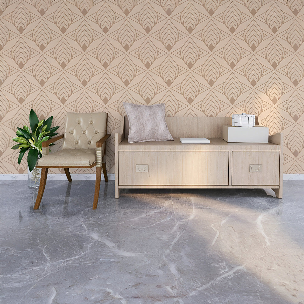 Beige Leaf Pattern Wallpaper | Subtle Nature-Inspired Elegance