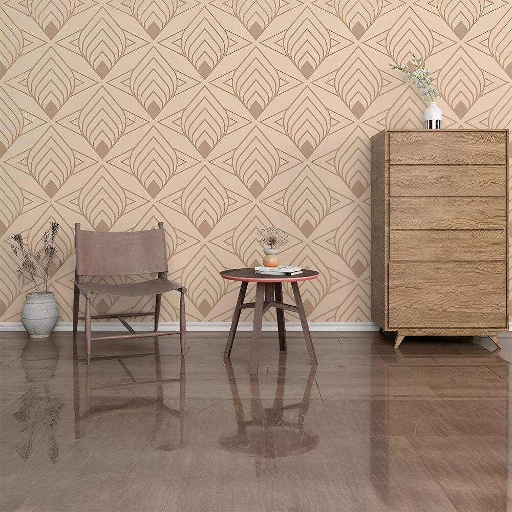 Beige Leaf Pattern Wallpaper | Subtle Nature-Inspired Elegance