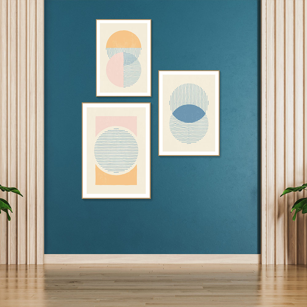 Set of 3 Abstract Patterns - Krutik Boho Wall Art