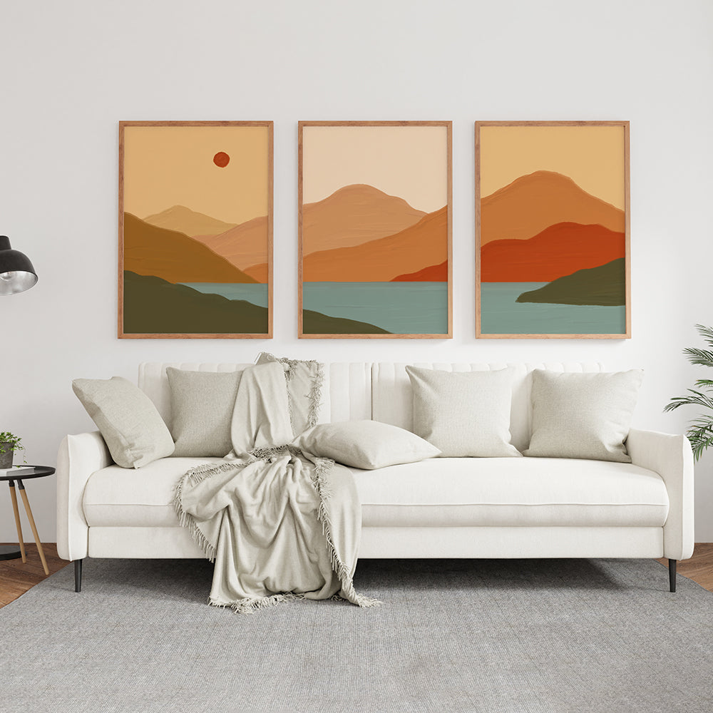 Timeless Echoes : Set of 3 Vintage Nature Abstract Painting